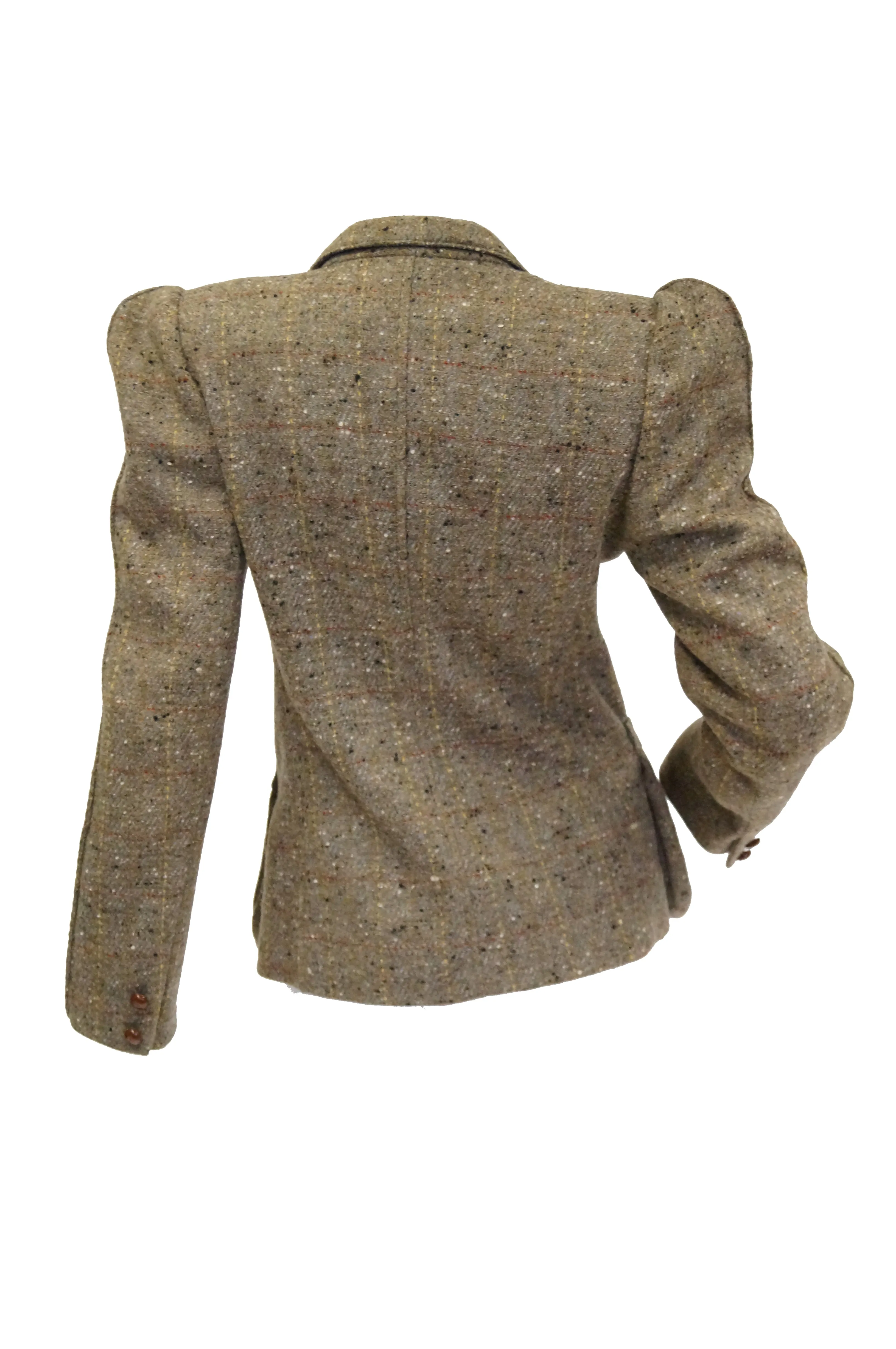 1980s Emmanuelle Khanh Camel Tweed Structured Blazer