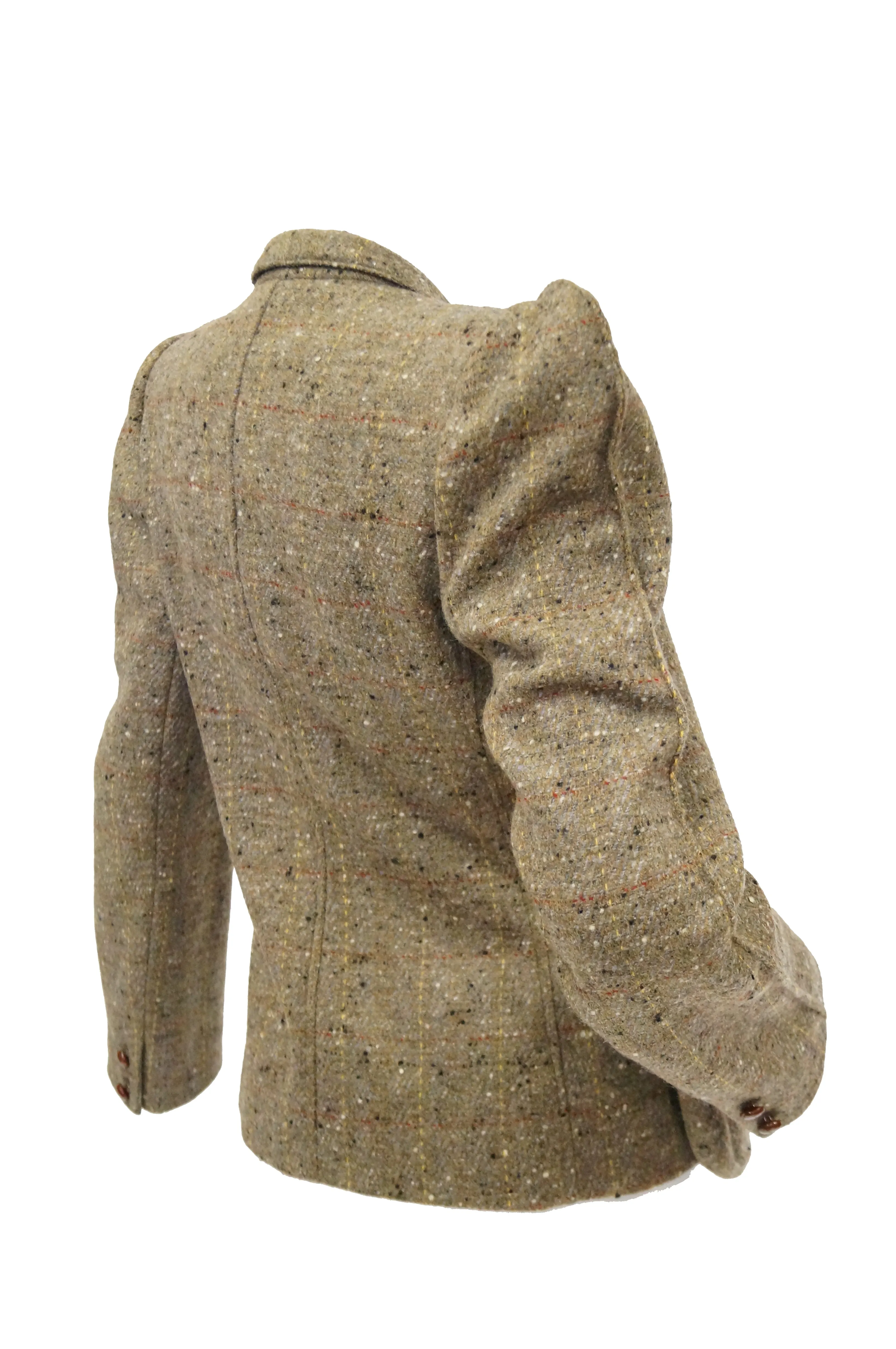 1980s Emmanuelle Khanh Camel Tweed Structured Blazer