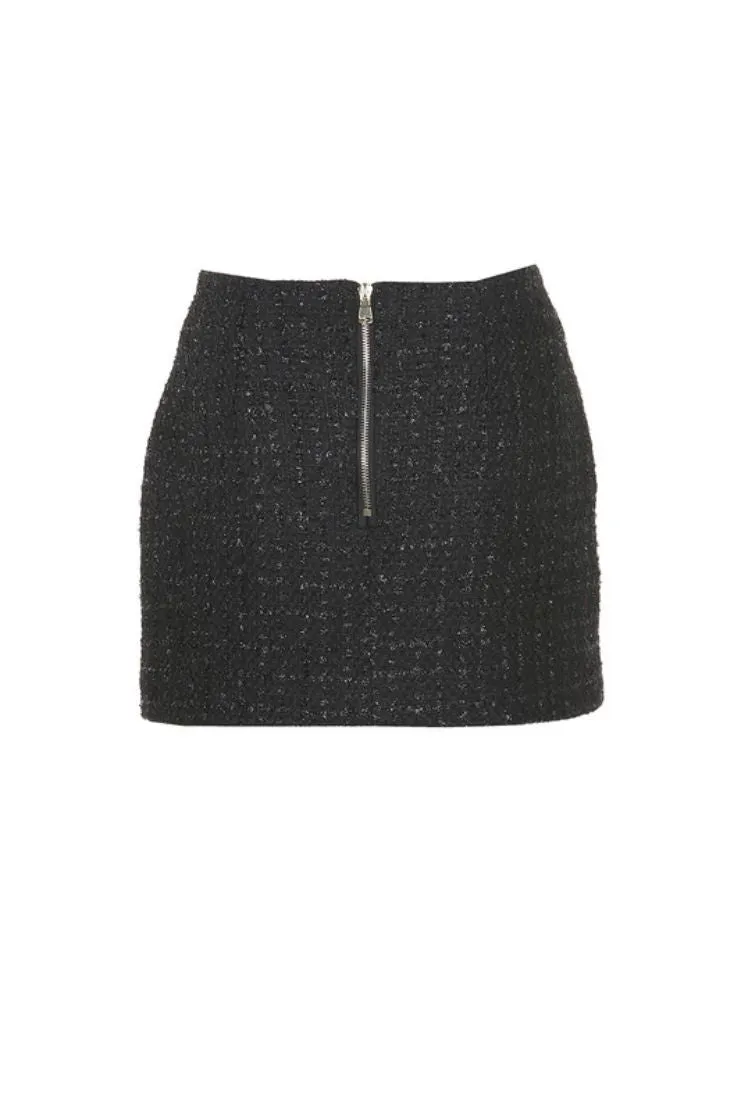 Adylyn Embellished Asymmetrical Tweed Skirt