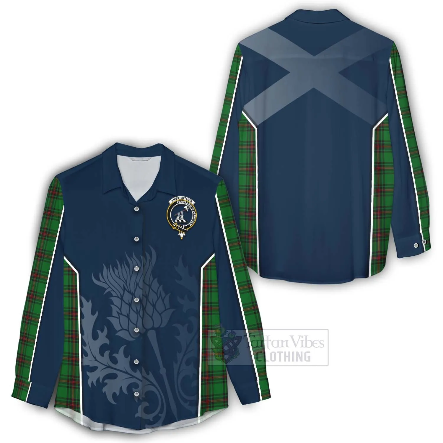 Anstruther Tartan Women's Casual Shirt with Family Crest and Scottish Thistle Vibes Sport Style