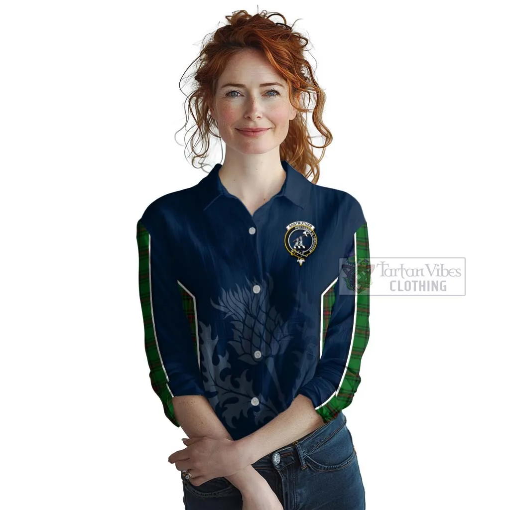 Anstruther Tartan Women's Casual Shirt with Family Crest and Scottish Thistle Vibes Sport Style