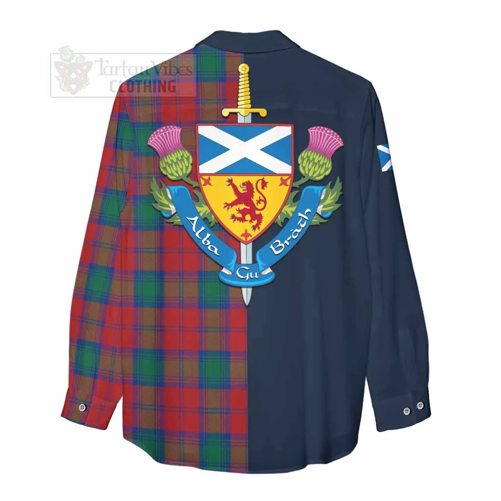 Auchinleck (Affleck) Tartan Women's Casual Shirt Alba with Scottish Lion Royal Arm Half Style