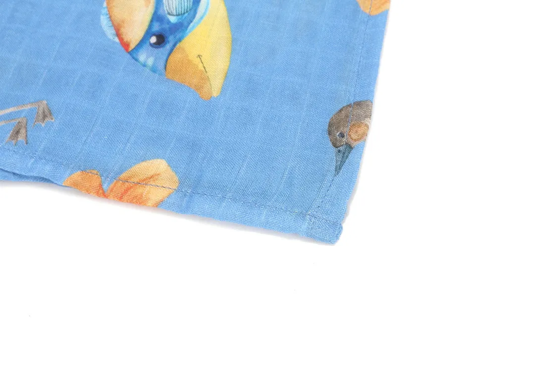 Baby Muslin Swaddle Humu Nene Hibiscus Blue