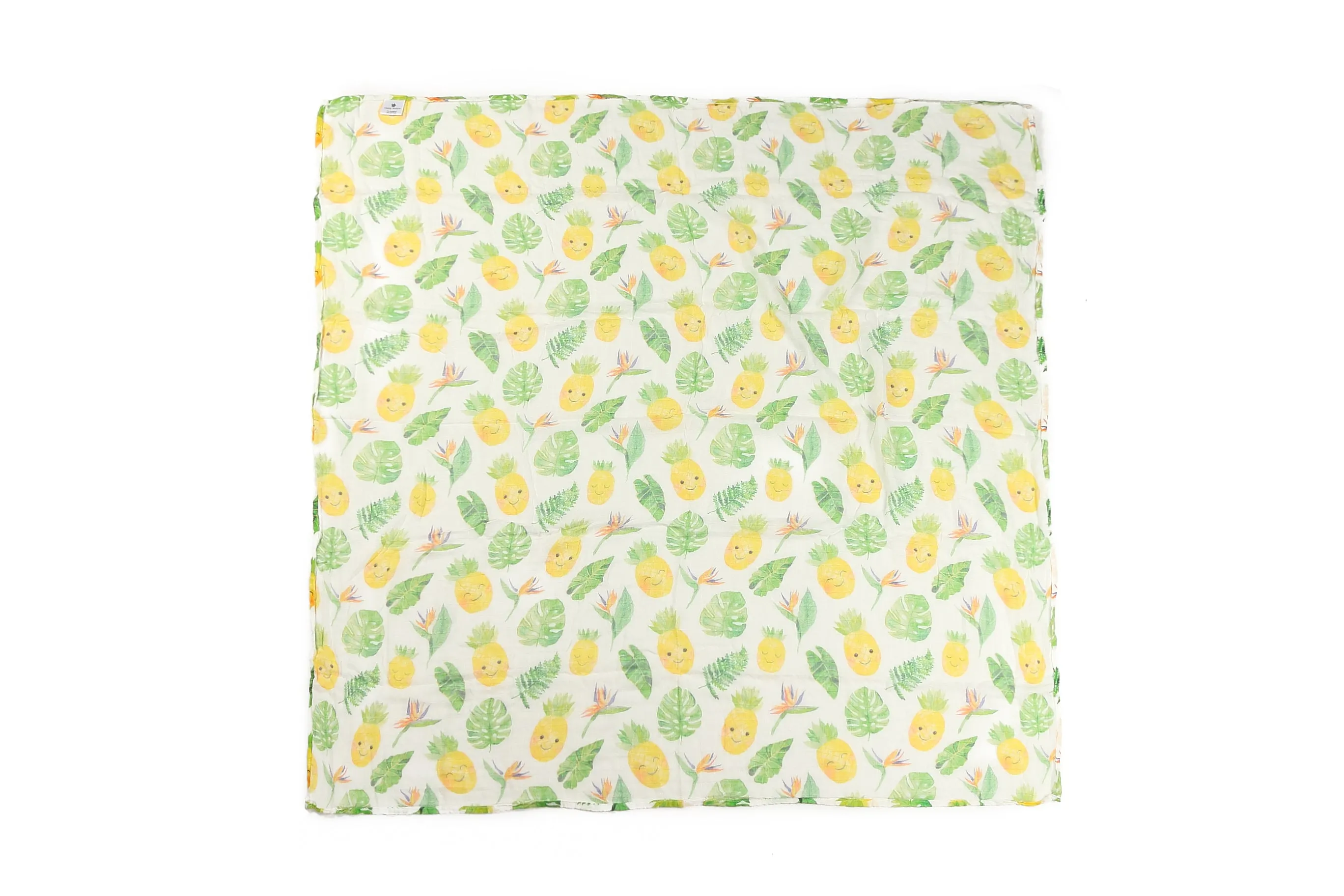 Baby Muslin Swaddle Pineapple Monstera White