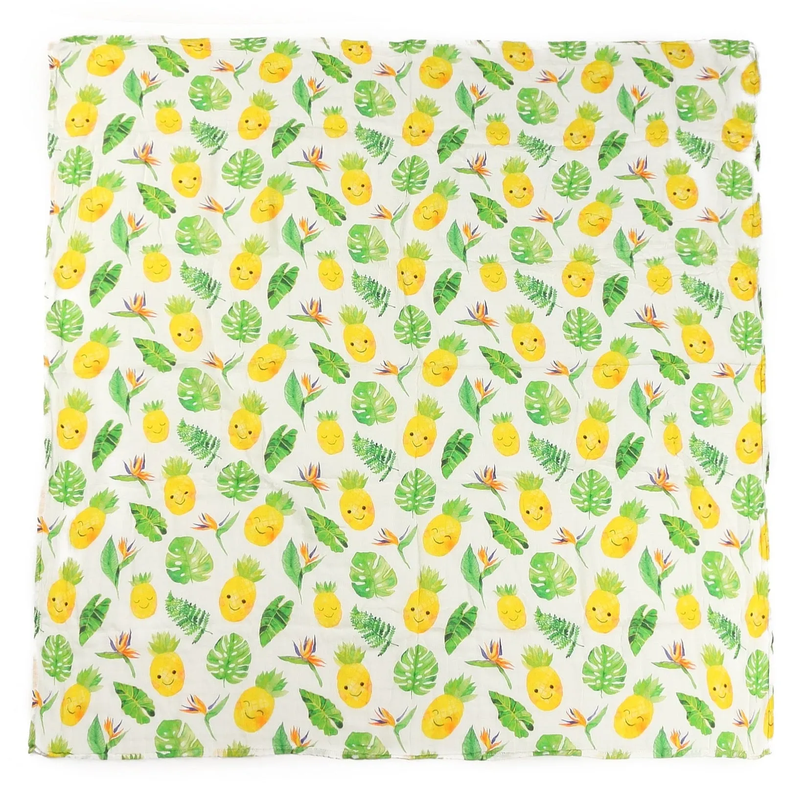 Baby Muslin Swaddle Pineapple Monstera White