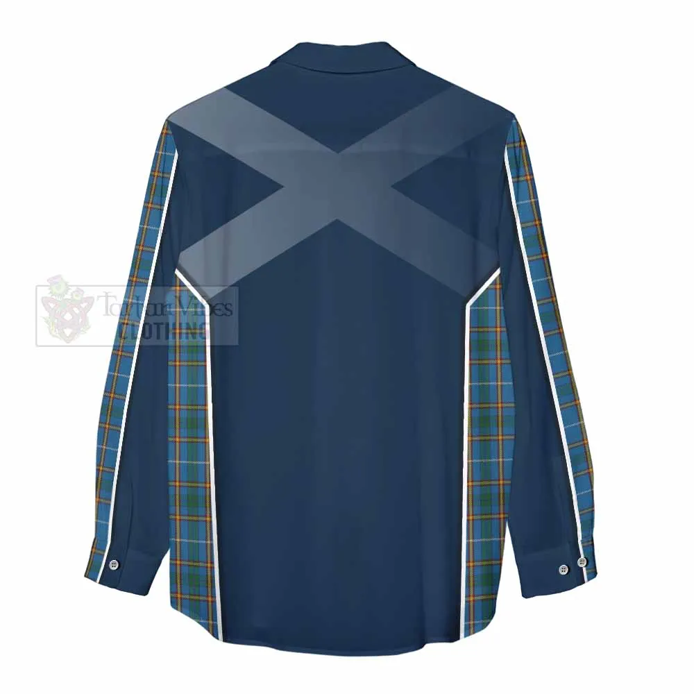 Bain Tartan Women's Casual Shirt with Family Crest and Lion Rampant Vibes Sport Style