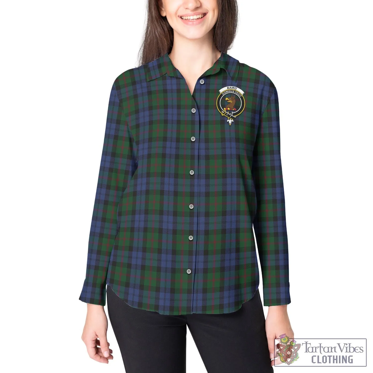 Baird Tartan Women's Casual Shirt with Family Crest