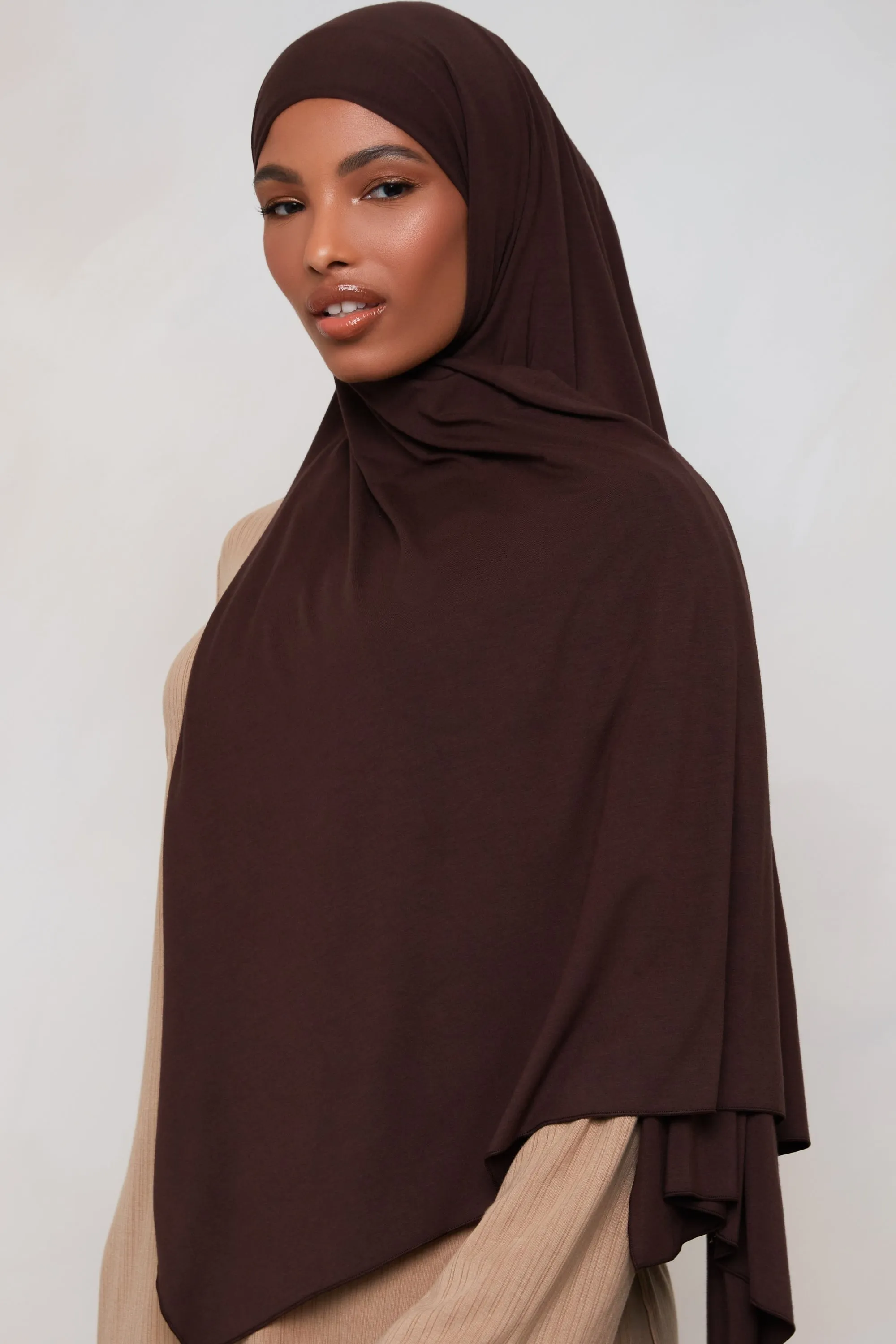 Bamboo Jersey Hijab - Chocolate Plum