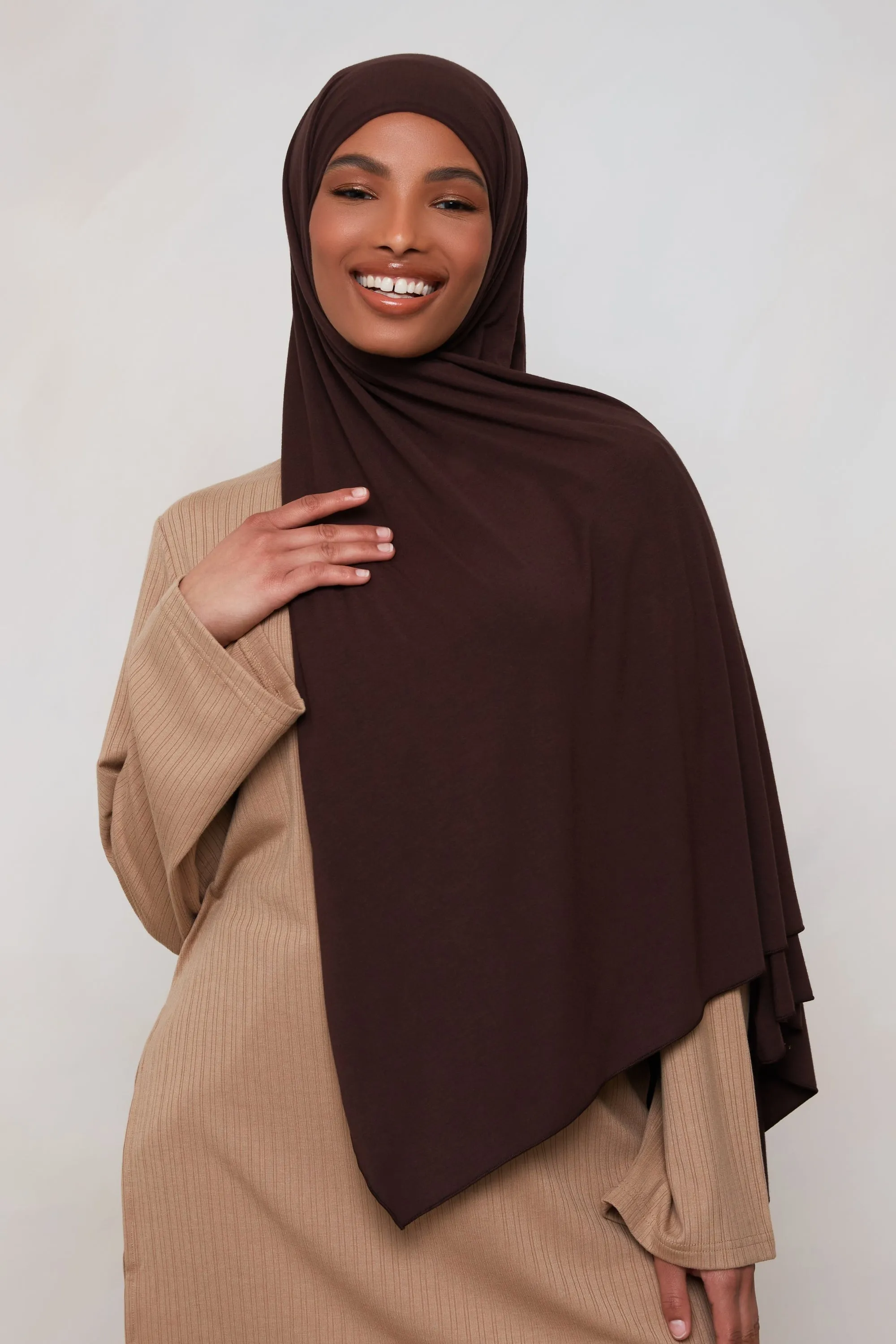 Bamboo Jersey Hijab - Chocolate Plum