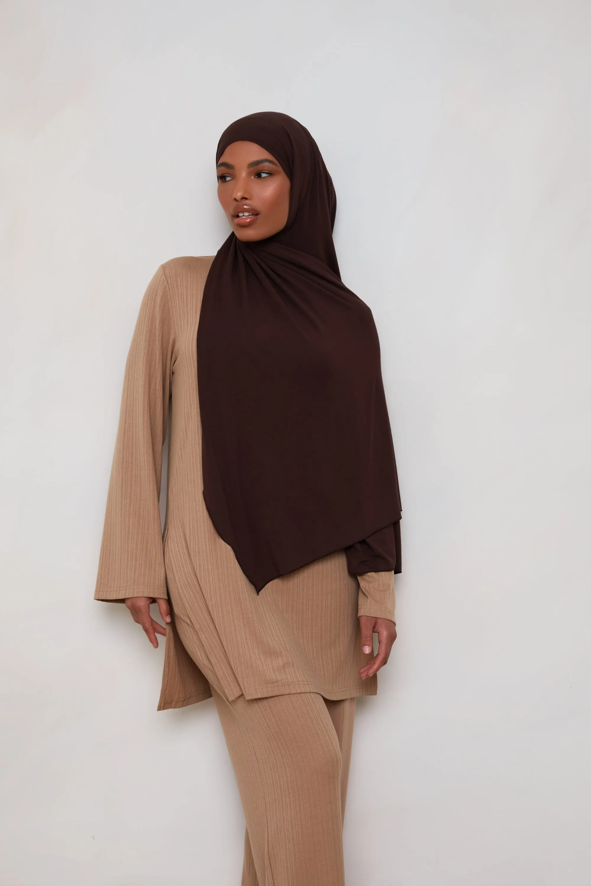 Bamboo Jersey Hijab - Chocolate Plum