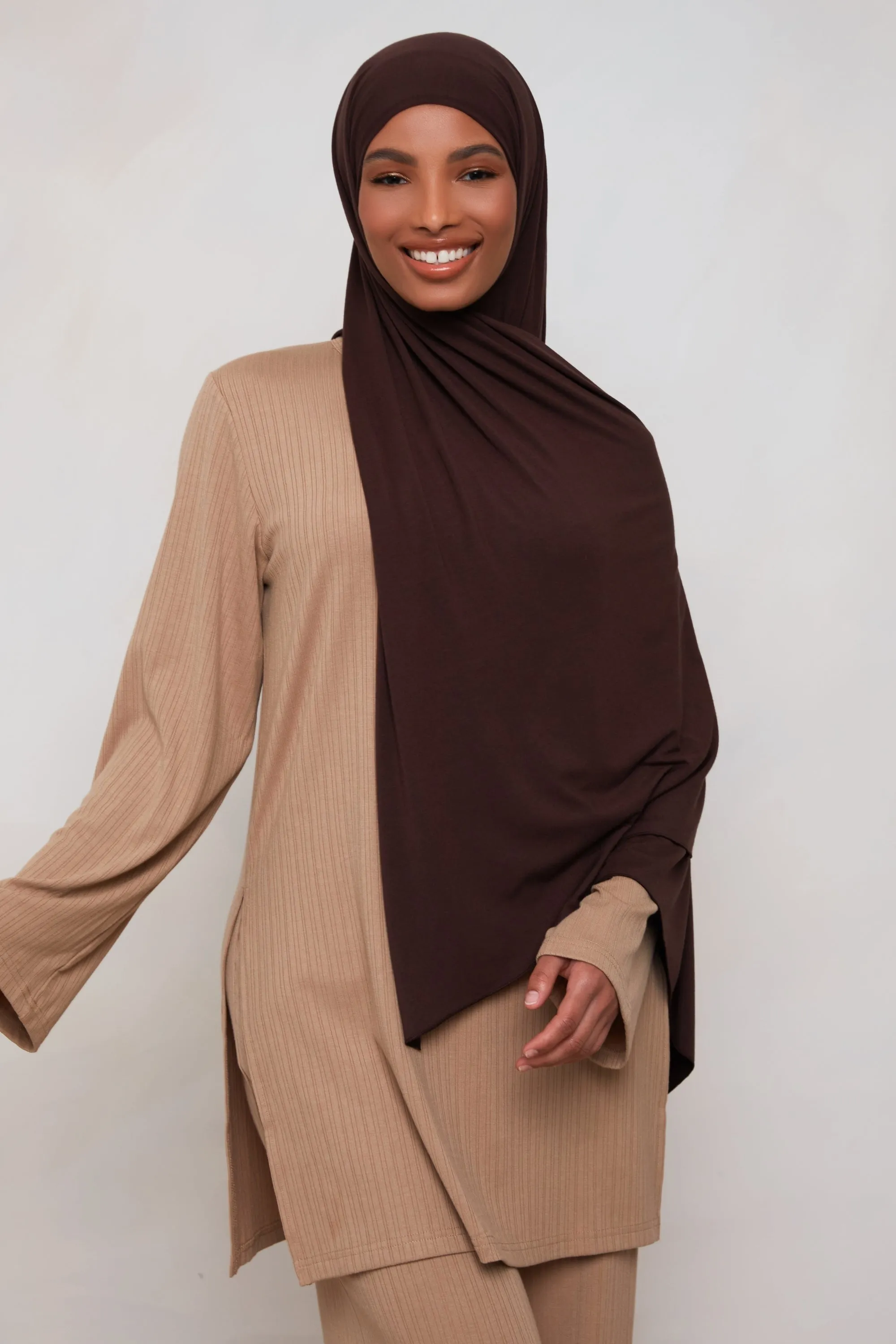 Bamboo Jersey Hijab - Chocolate Plum