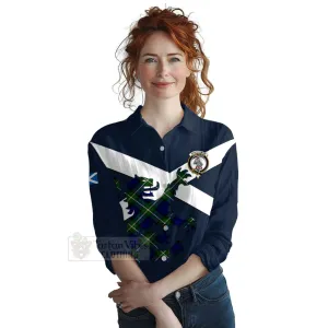 Bannerman Tartan Lion Rampant Women's Casual Shirt Proudly Display Your Heritage with Alba Gu Brath and Clan Name