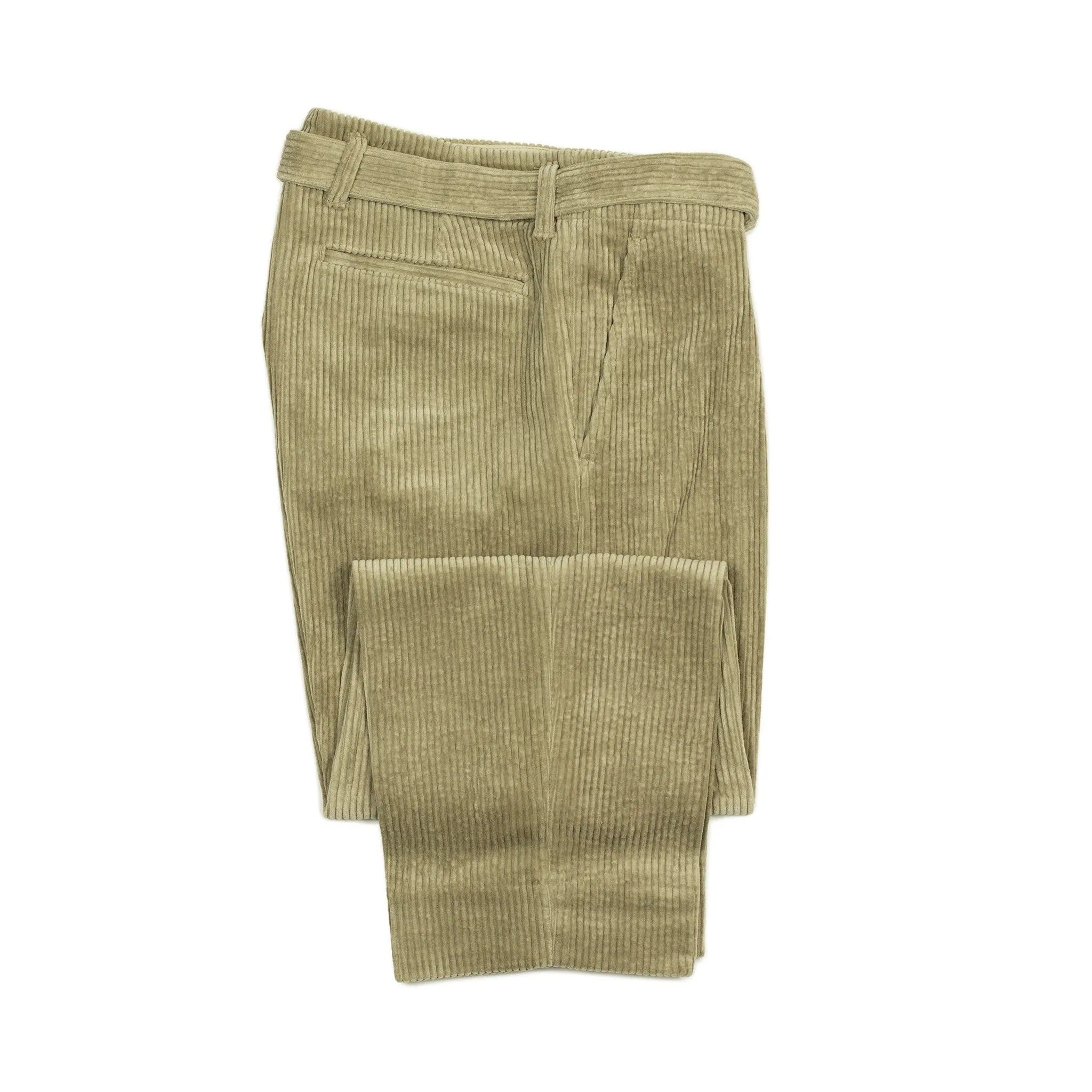 Belted trousers in beige cotton corduroy