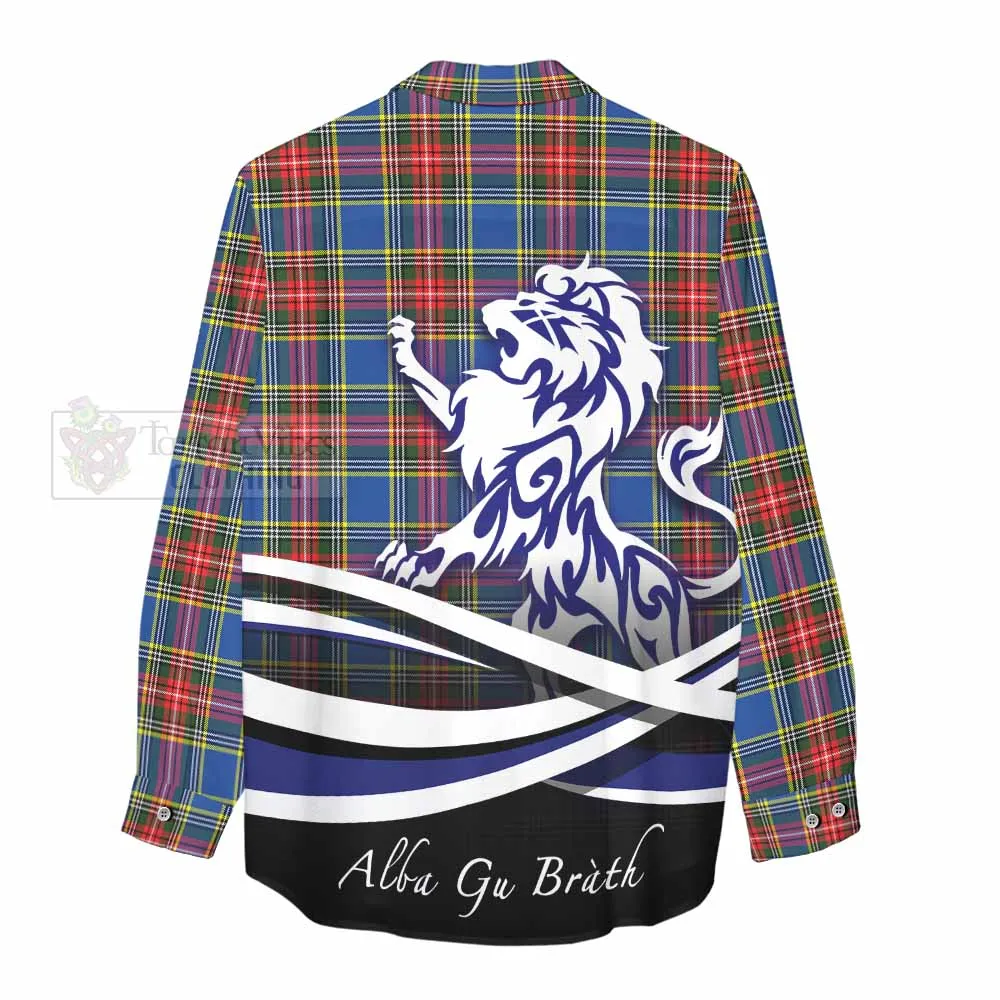 Bethune Tartan Women's Casual Shirt with Alba Gu Brath Regal Lion Emblem