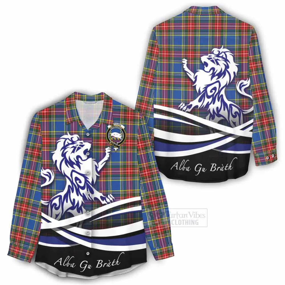 Bethune Tartan Women's Casual Shirt with Alba Gu Brath Regal Lion Emblem