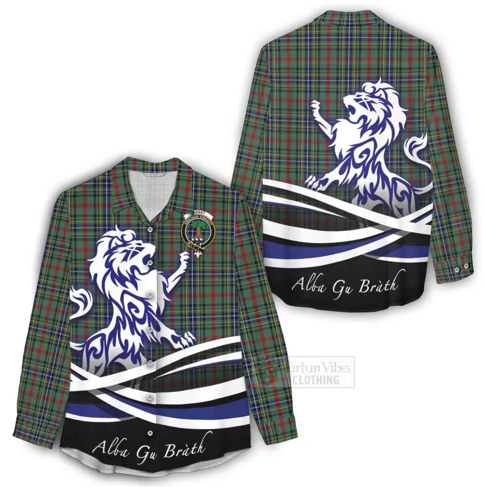 Bisset Tartan Women's Casual Shirt with Alba Gu Brath Regal Lion Emblem