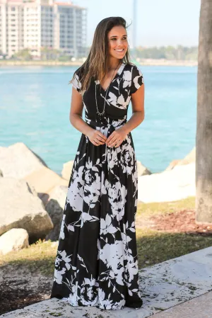 Black and White Floral Maxi Dress