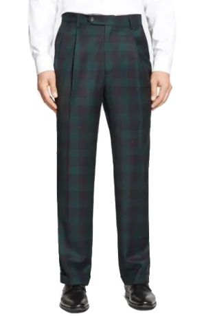 Black Watch Wool Plaid<br>Pleated<br>Regular Rise