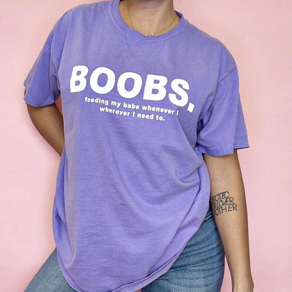 Boobs. Purple Tee