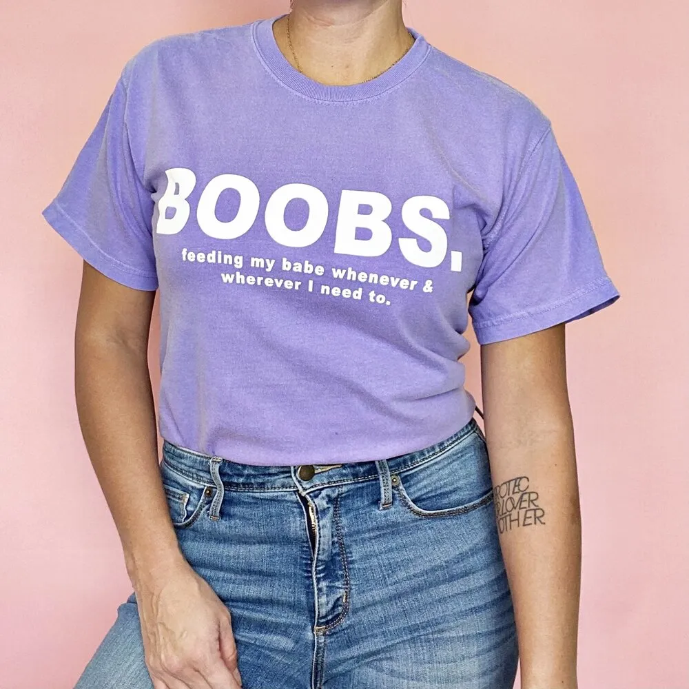 Boobs. Purple Tee