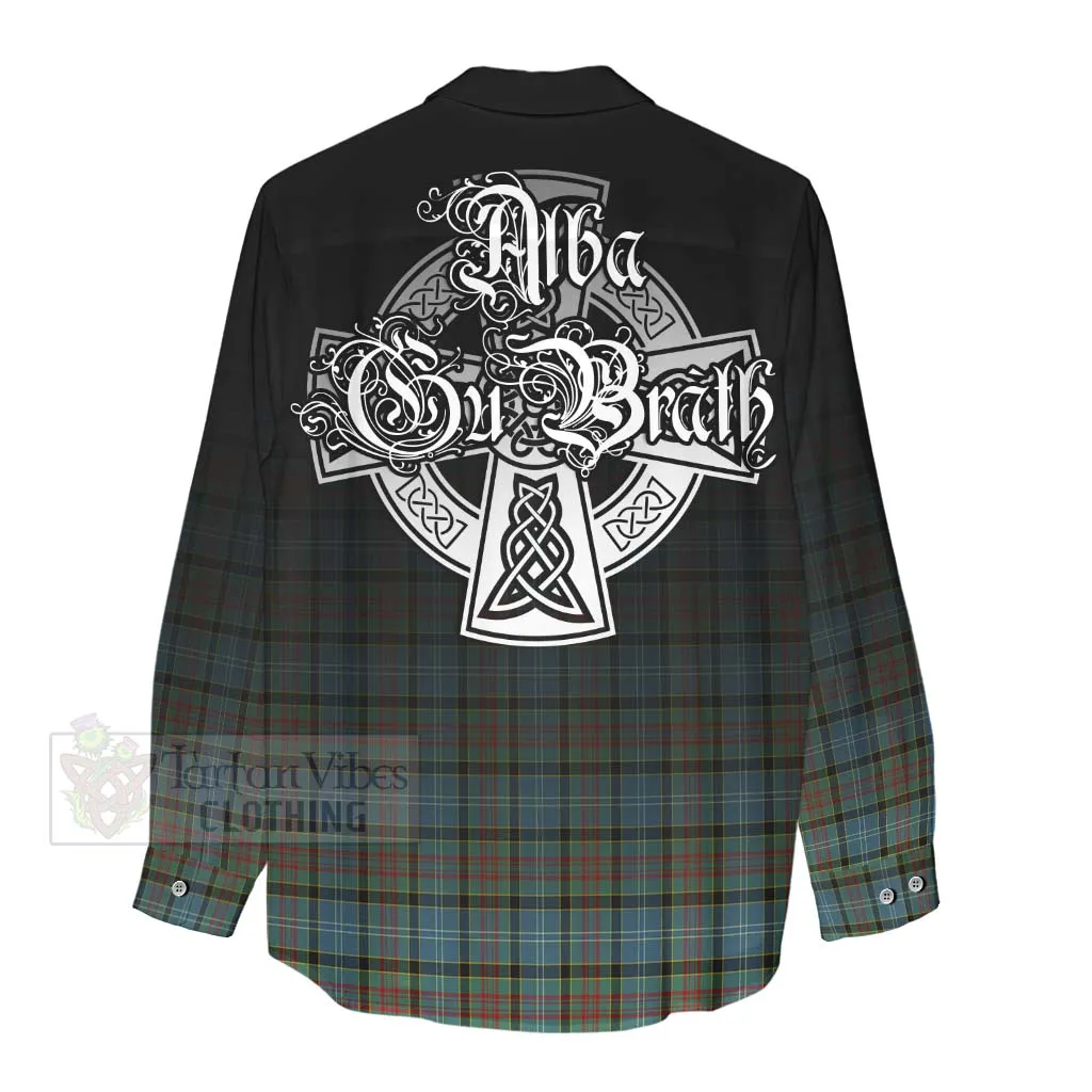 Brisbane Tartan Women's Casual Shirt Featuring Alba Gu Brath Family Crest Celtic Inspired