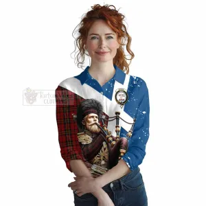 Brodie Tartan Women's Casual Shirt with Family Crest Scottish Bagpiper Vibes