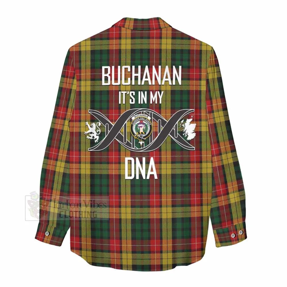 Buchanan Tartan Women's Casual Shirt with Family Crest DNA In Me Style