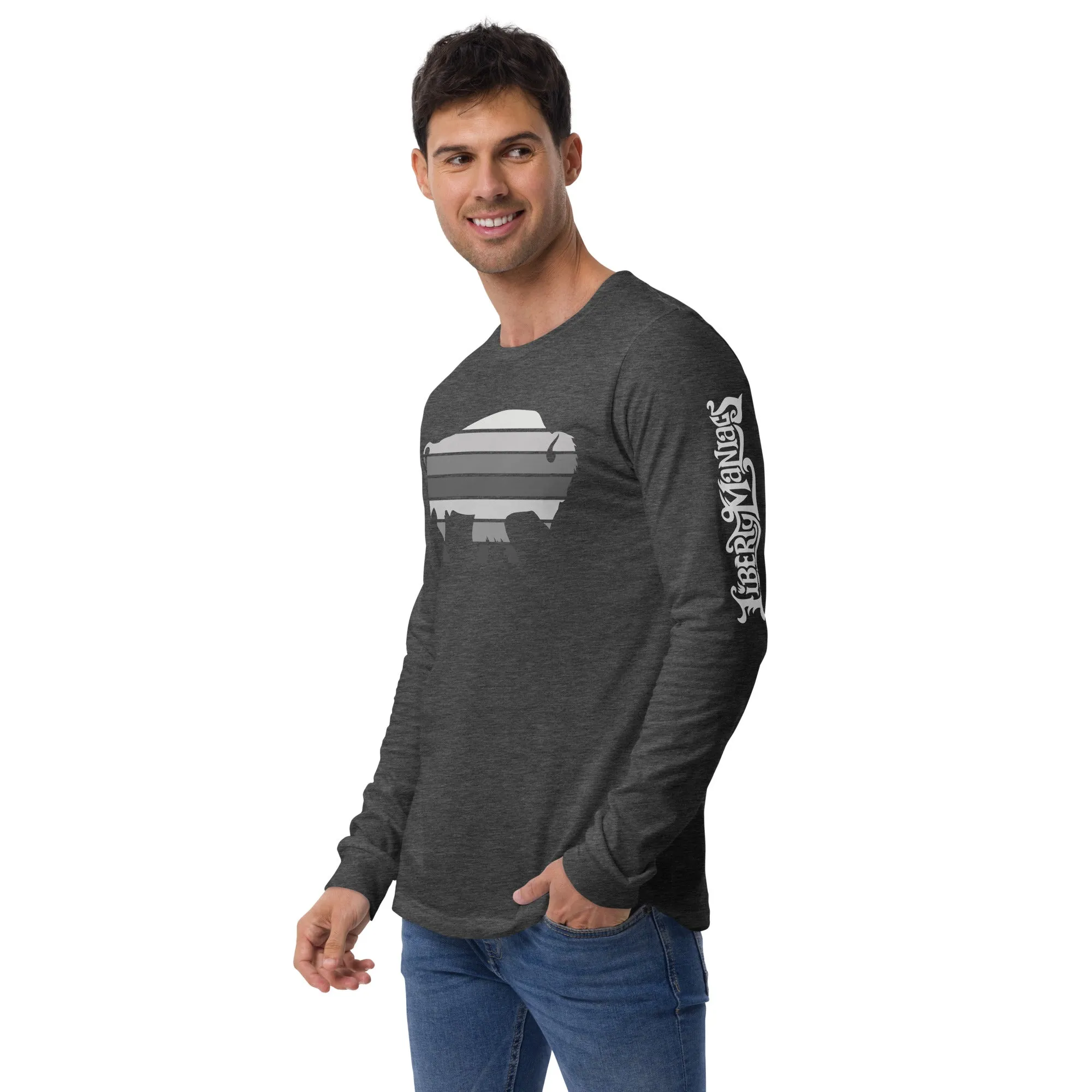 Bull Bison Grayscale Stack Unisex Long Sleeve Tee