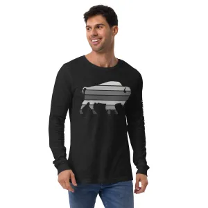 Bull Bison Grayscale Stack Unisex Long Sleeve Tee