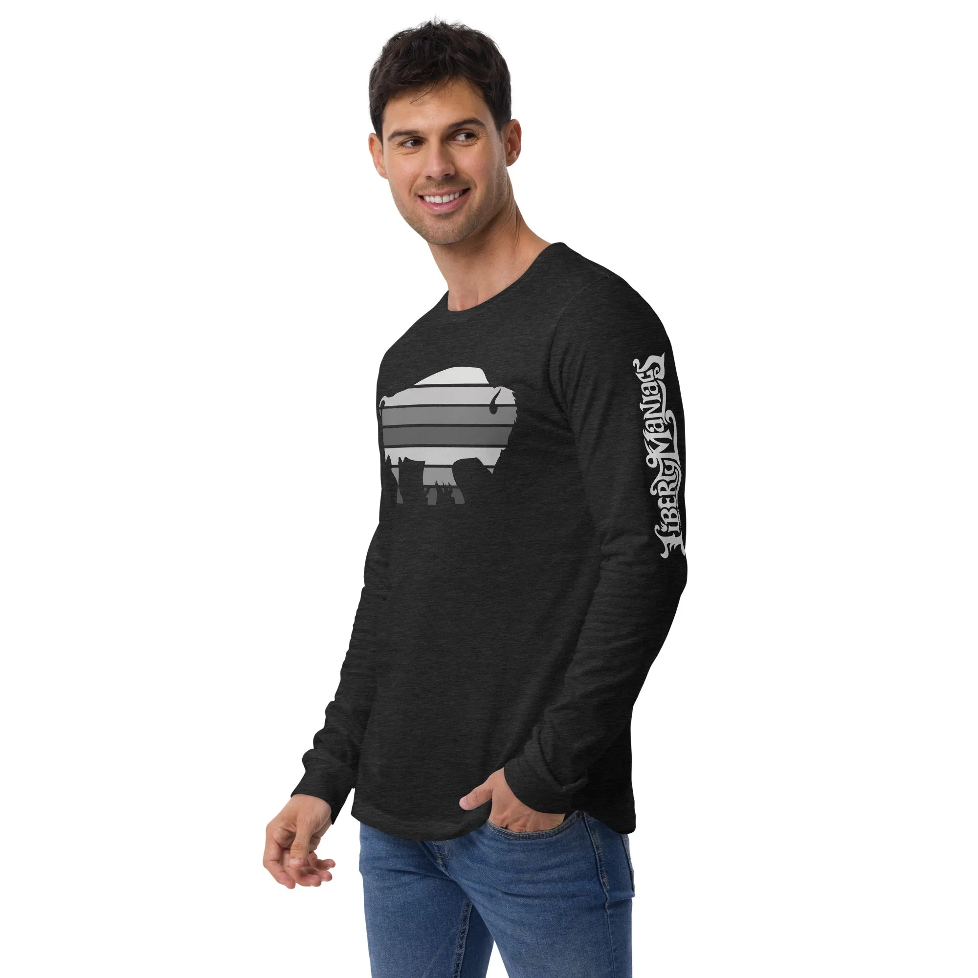 Bull Bison Grayscale Stack Unisex Long Sleeve Tee