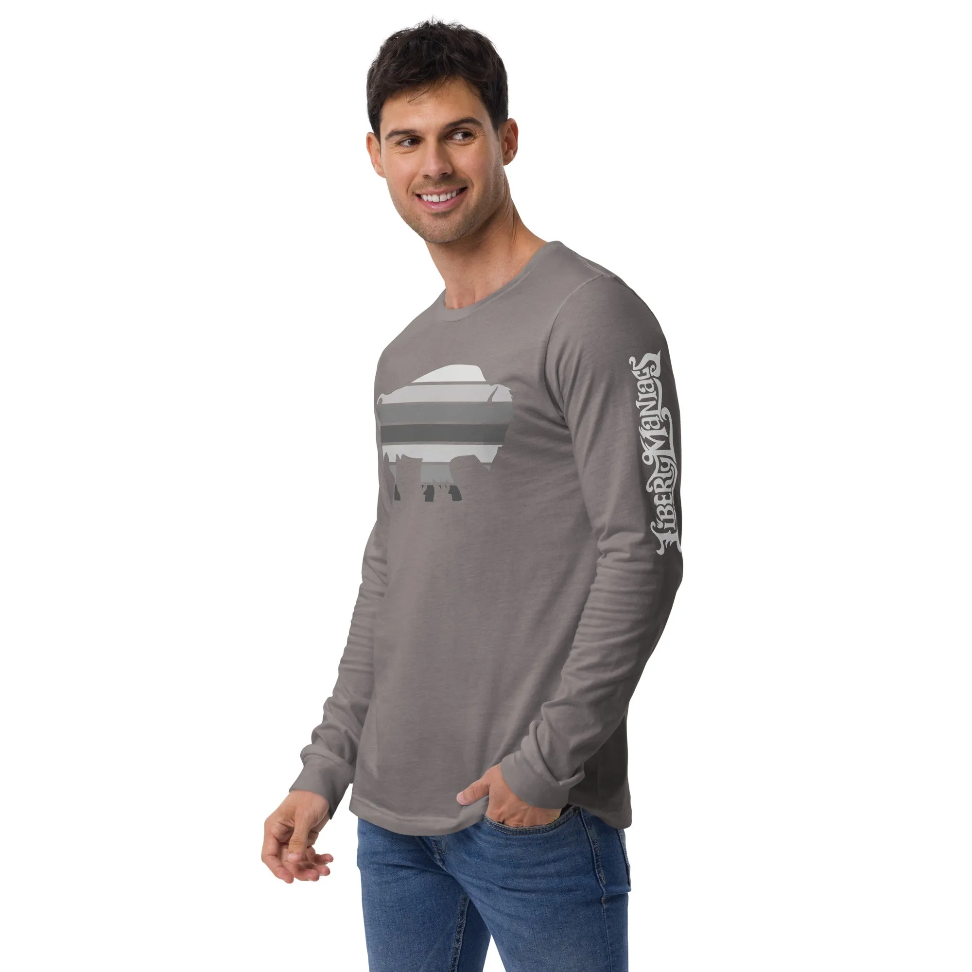 Bull Bison Grayscale Stack Unisex Long Sleeve Tee