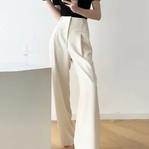 Casual Solid Wide Leg Pants For Women High Waist Minimalist Loose Trousers Female Fashion Clothing Style