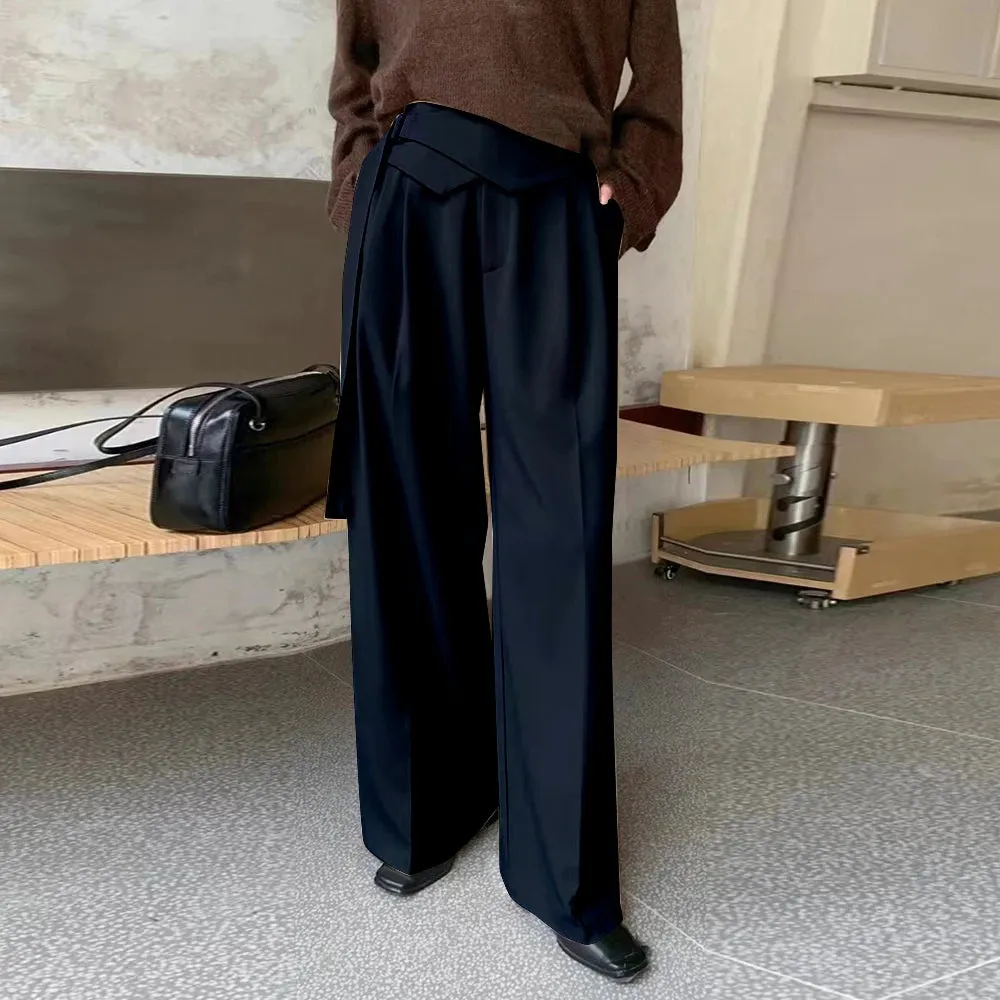 Casual Wide Leg Pants For Women High Waist Loose Solid Minimalist Trousers Female Autumn Clothing Fashion