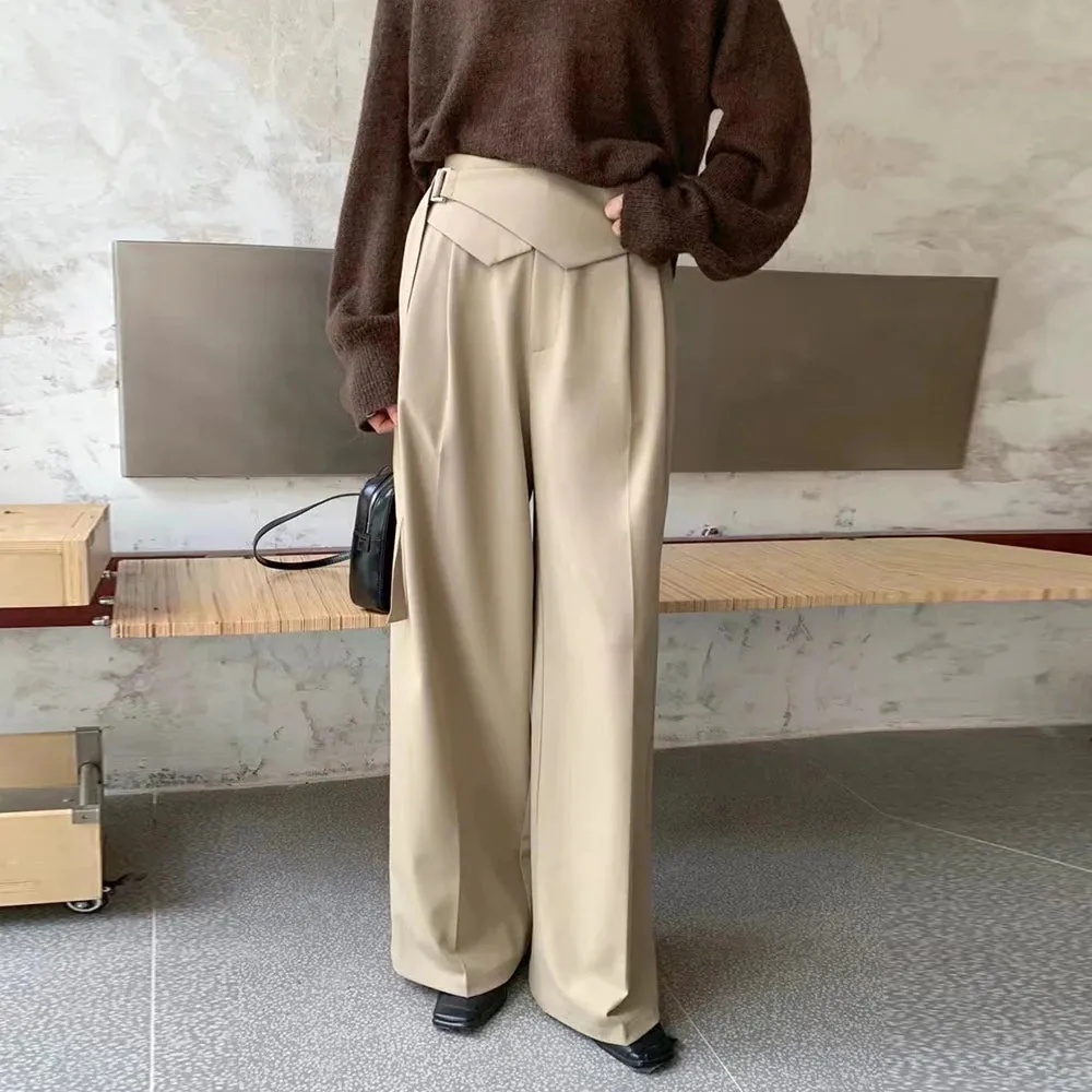 Casual Wide Leg Pants For Women High Waist Loose Solid Minimalist Trousers Female Autumn Clothing Fashion