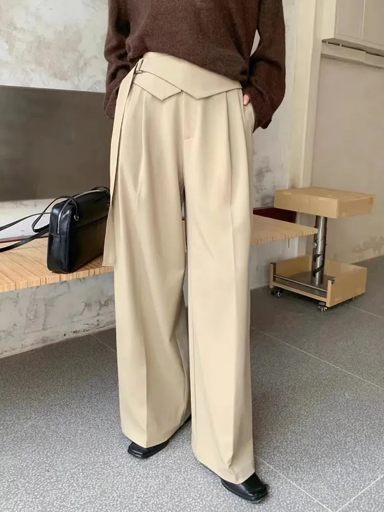 Casual Wide Leg Pants For Women High Waist Loose Solid Minimalist Trousers Female Autumn Clothing Fashion