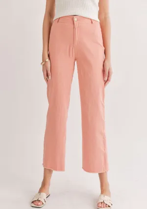 Clear Eyes Wide Leg Denim Pants - Coral Pink