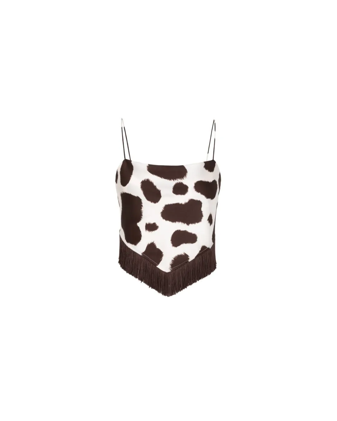 Cow Print Silk  Fringe Camisole