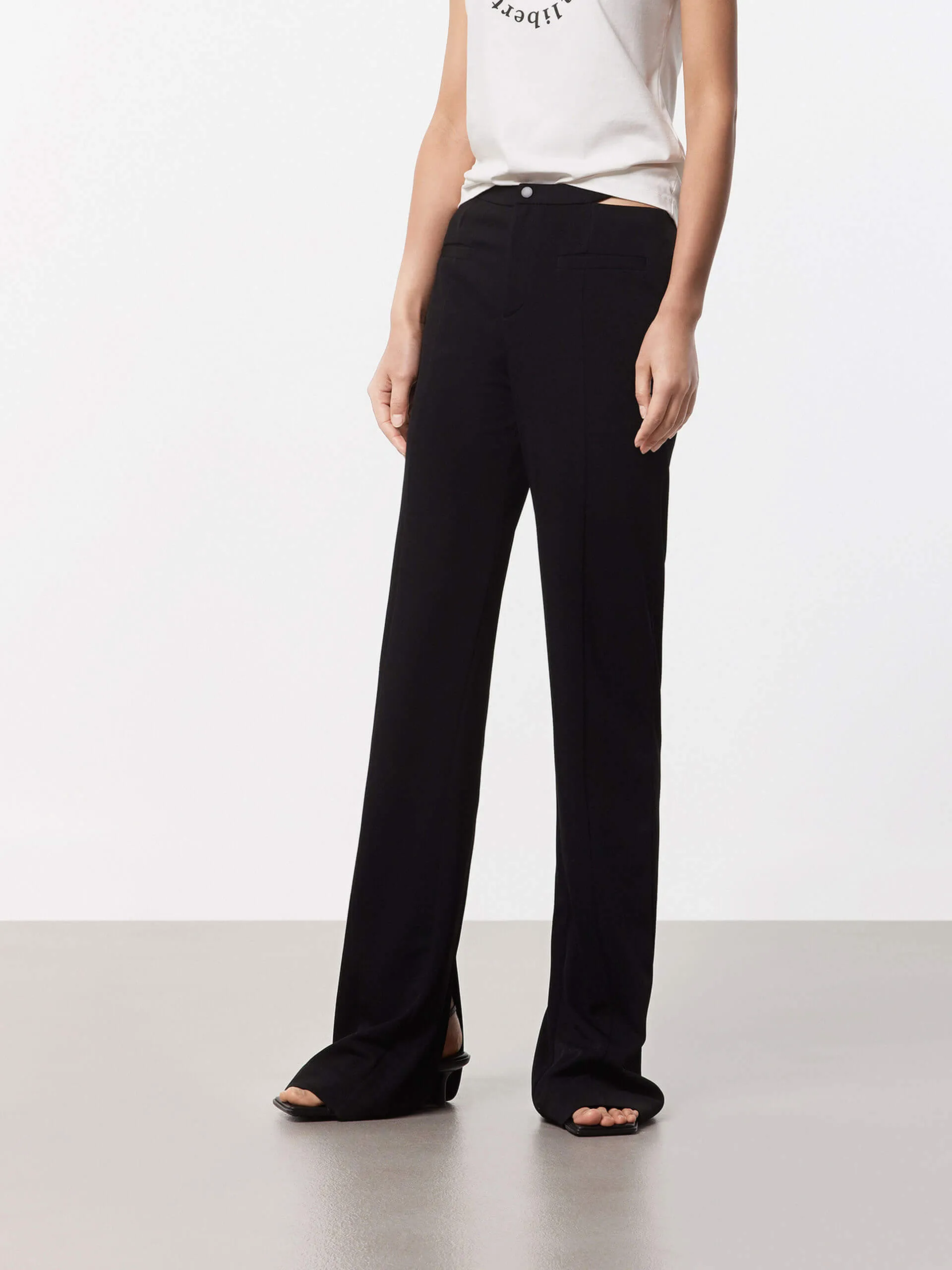 Cutout Waist Straight Pants