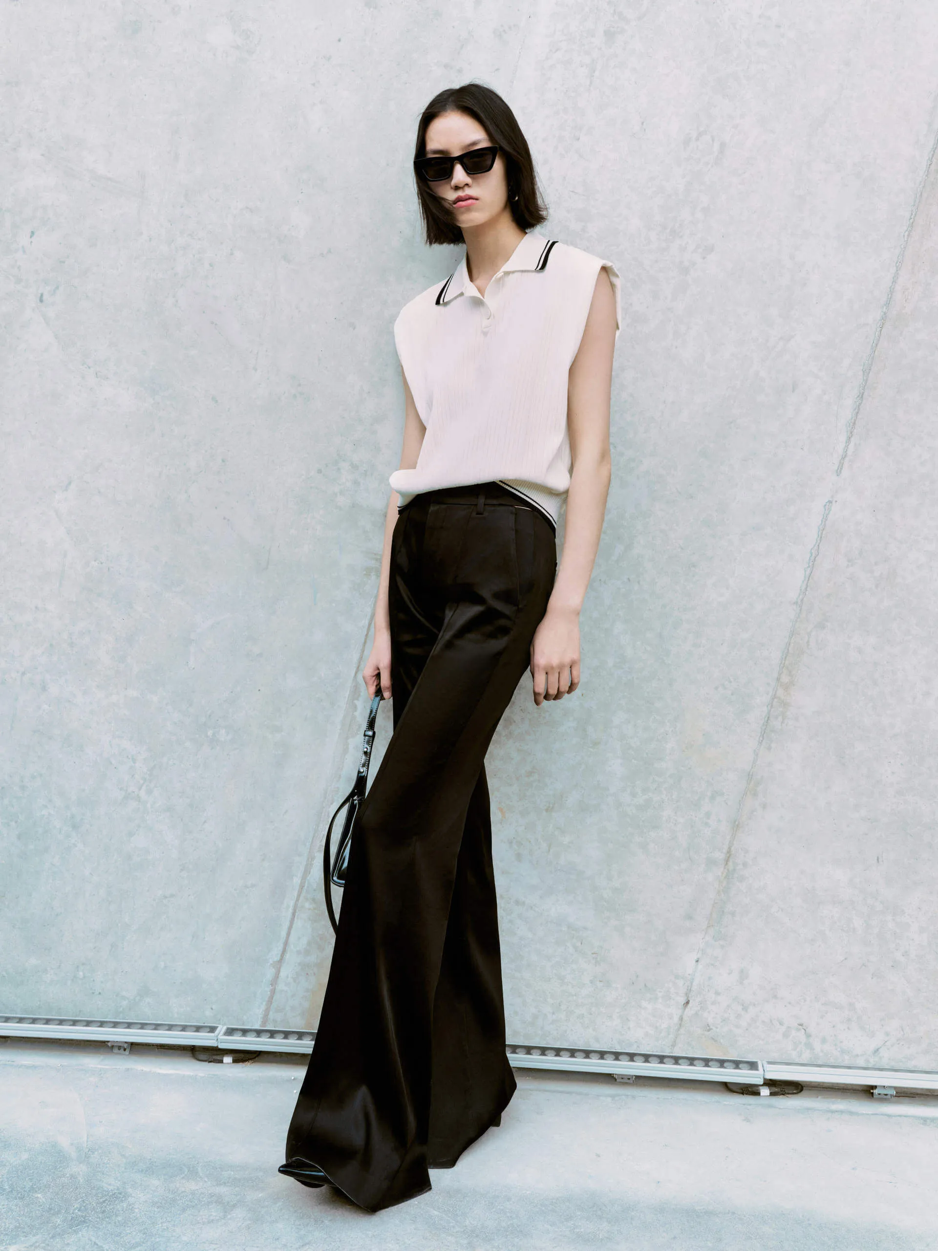 Cutout Waist Straight Pants