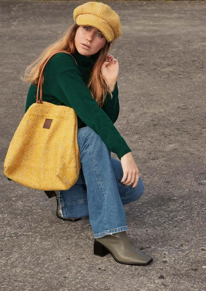 Donegal Herringbone Baker Boy Cap - Yellow