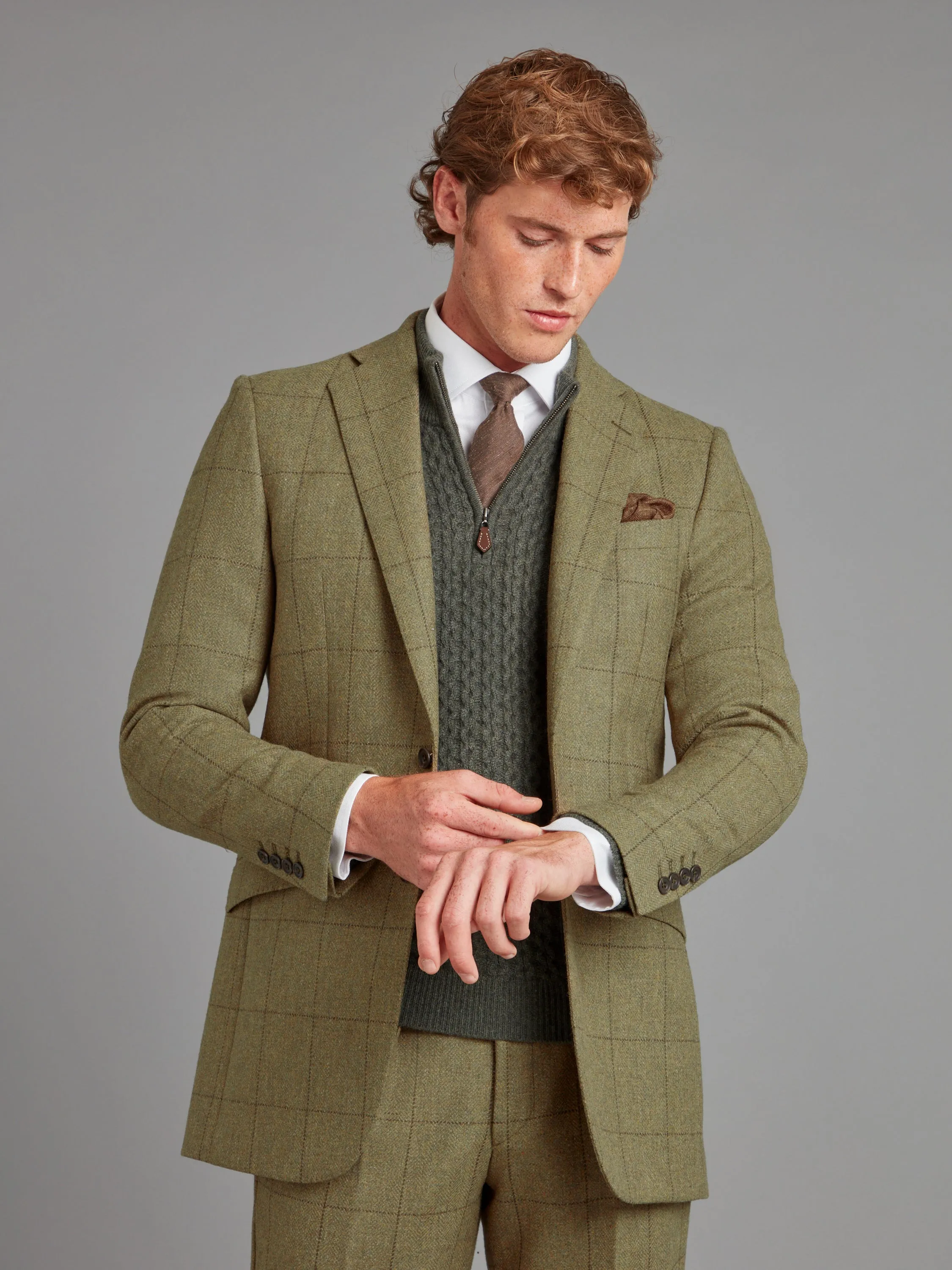 Eaton Jacket - Moss Windowpane Tweed