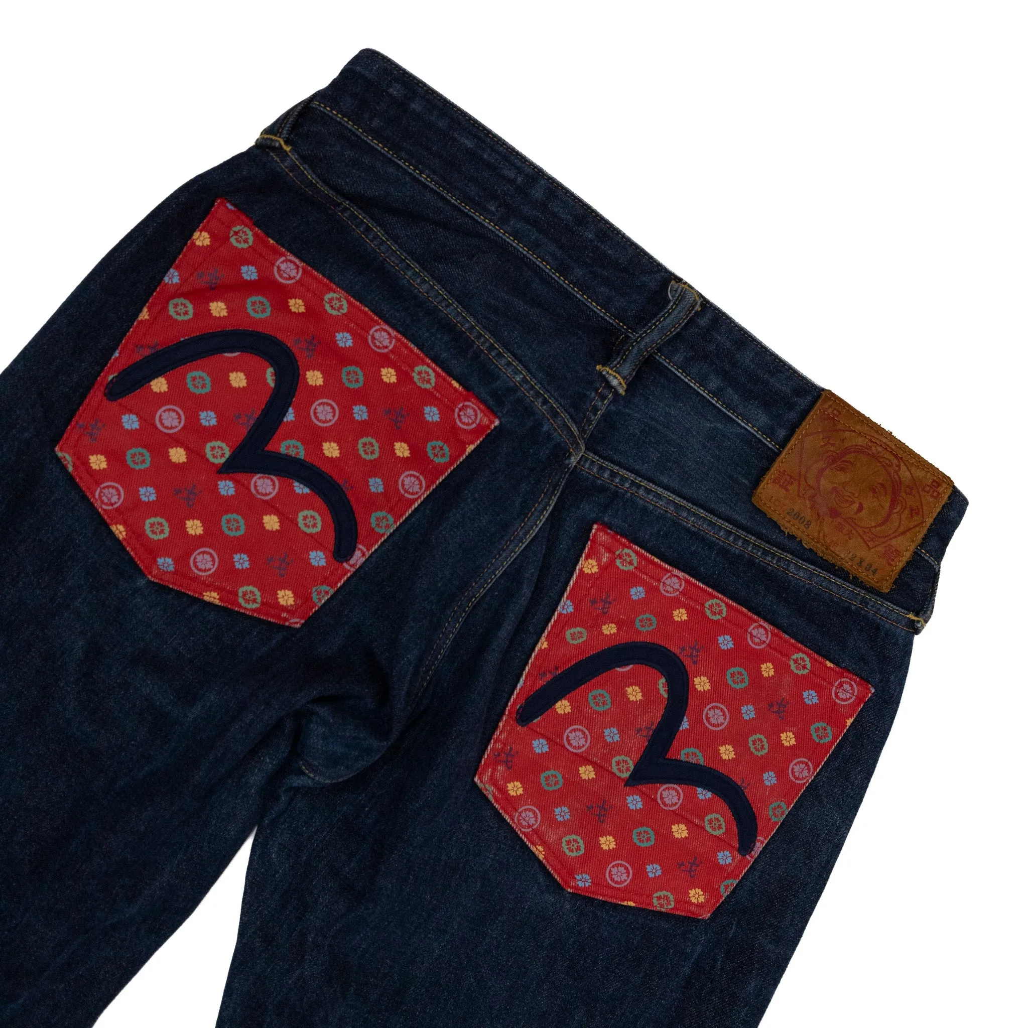 Evisu Flower Print Pocket Jeans