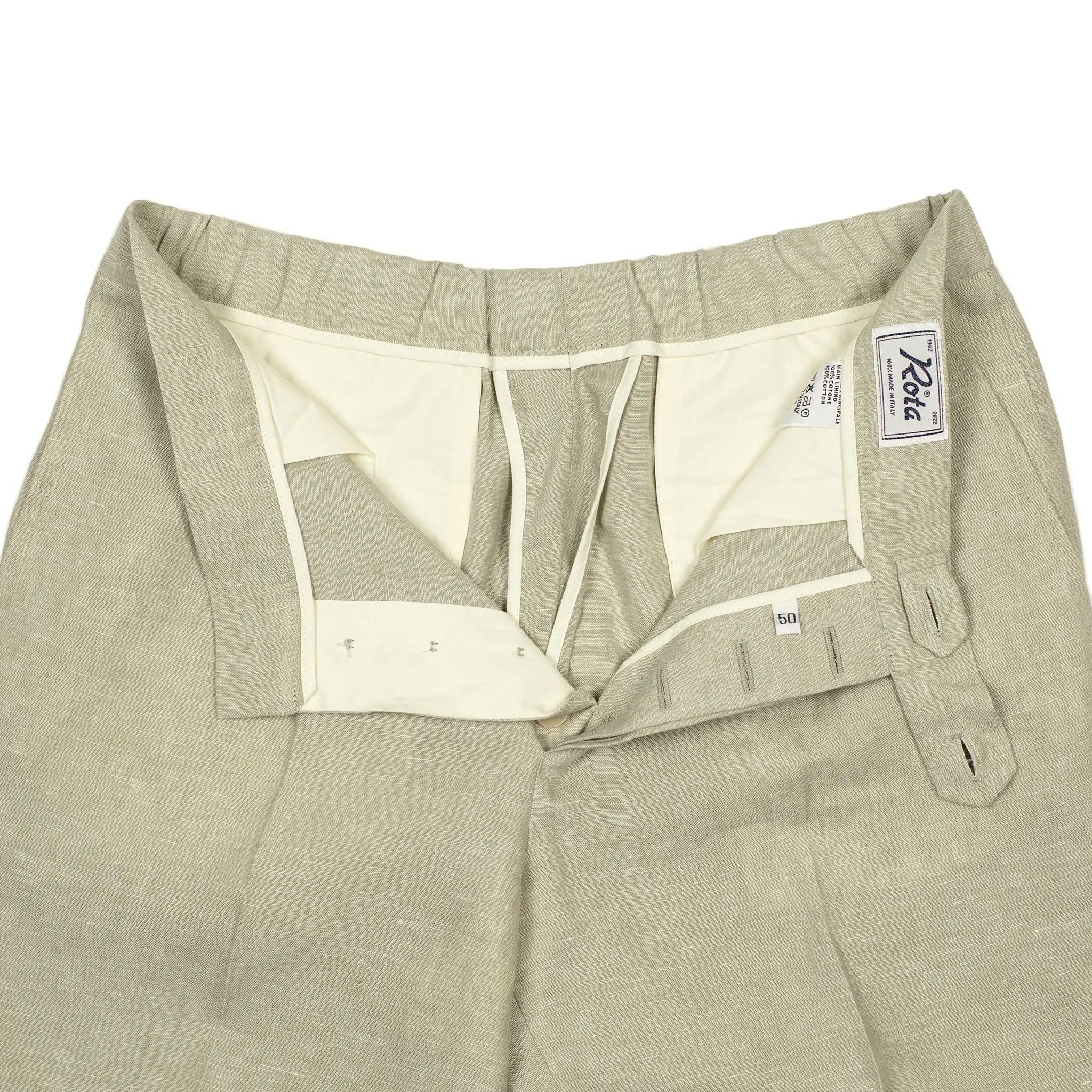 Exclusive pleated easy pants in oatmeal linen