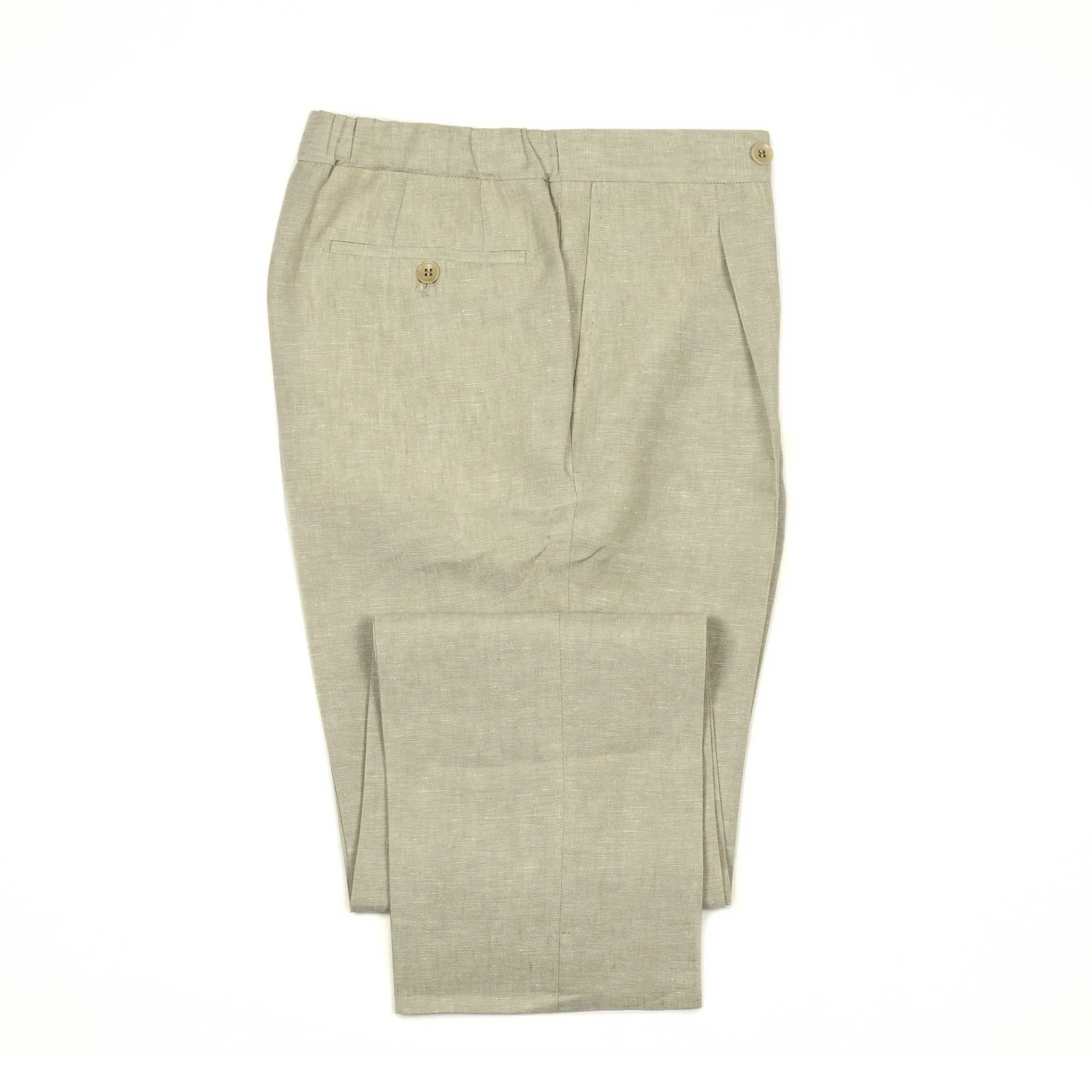 Exclusive pleated easy pants in oatmeal linen