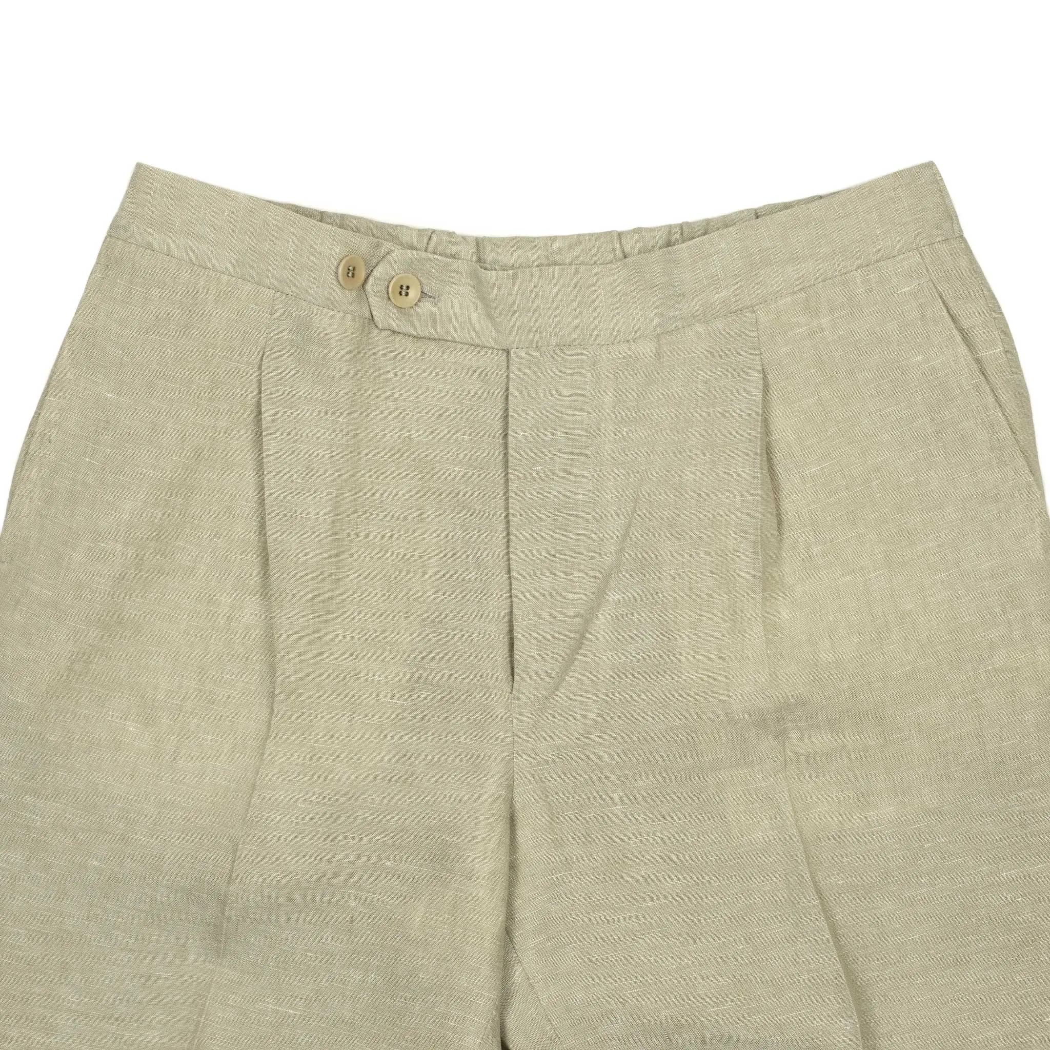 Exclusive pleated easy pants in oatmeal linen