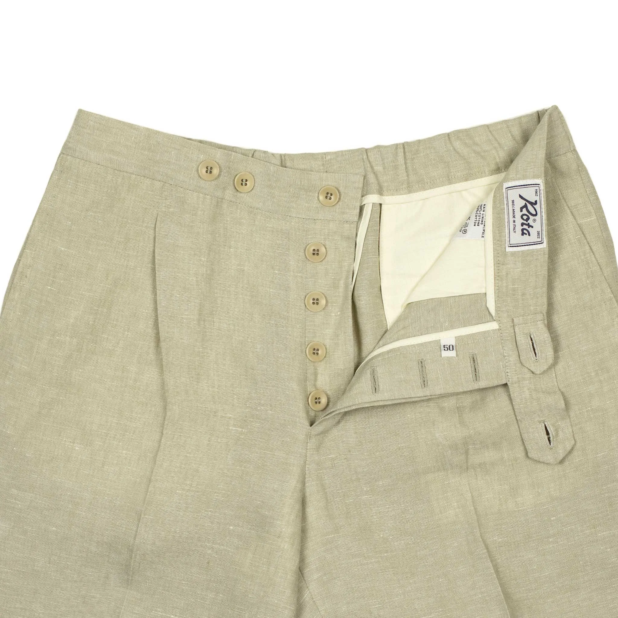 Exclusive pleated easy pants in oatmeal linen