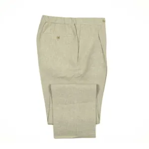 Exclusive pleated easy pants in oatmeal linen