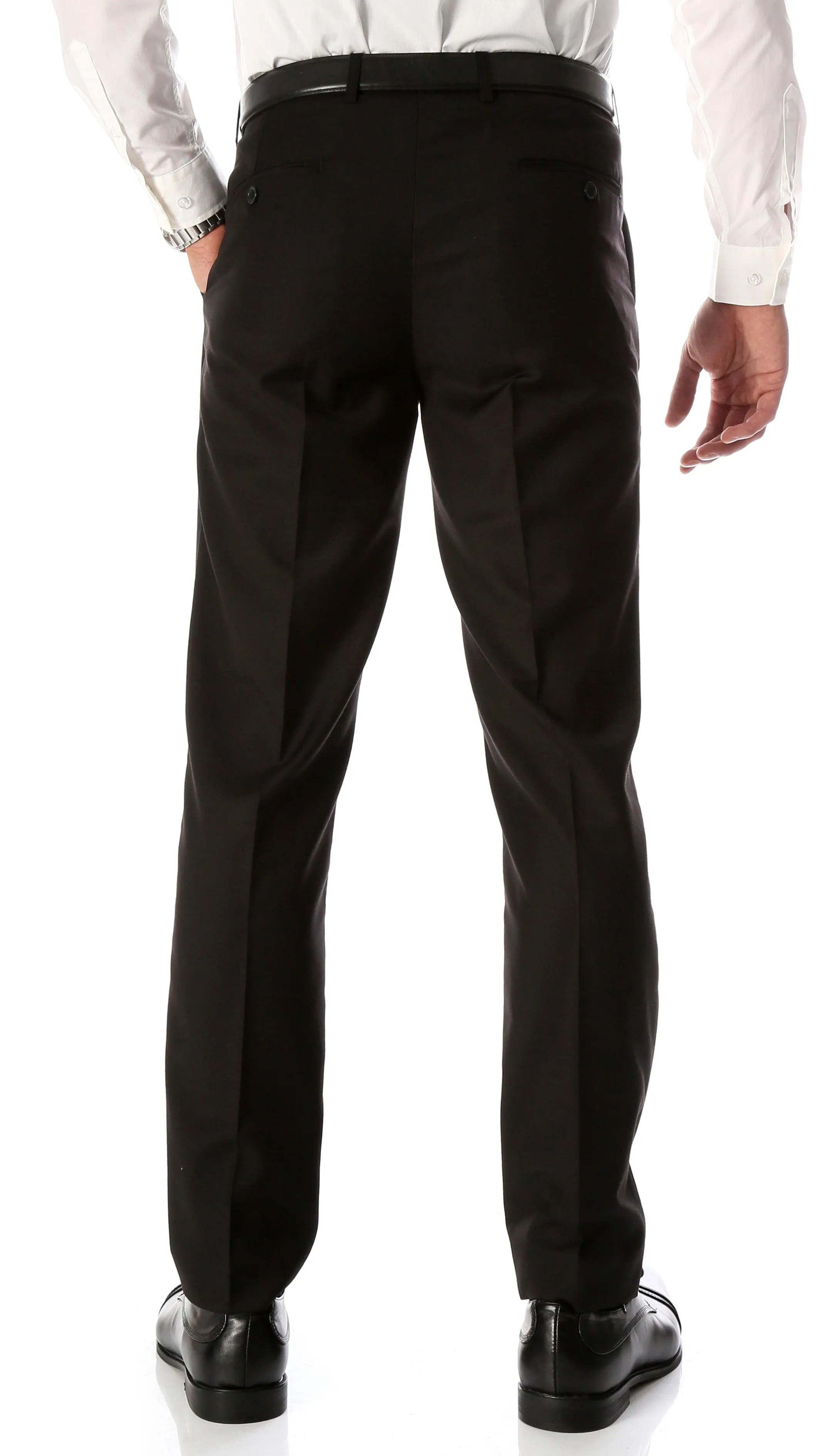 Ferrecci Men's Halo Black Slim Fit Flat-Front Dress Pants