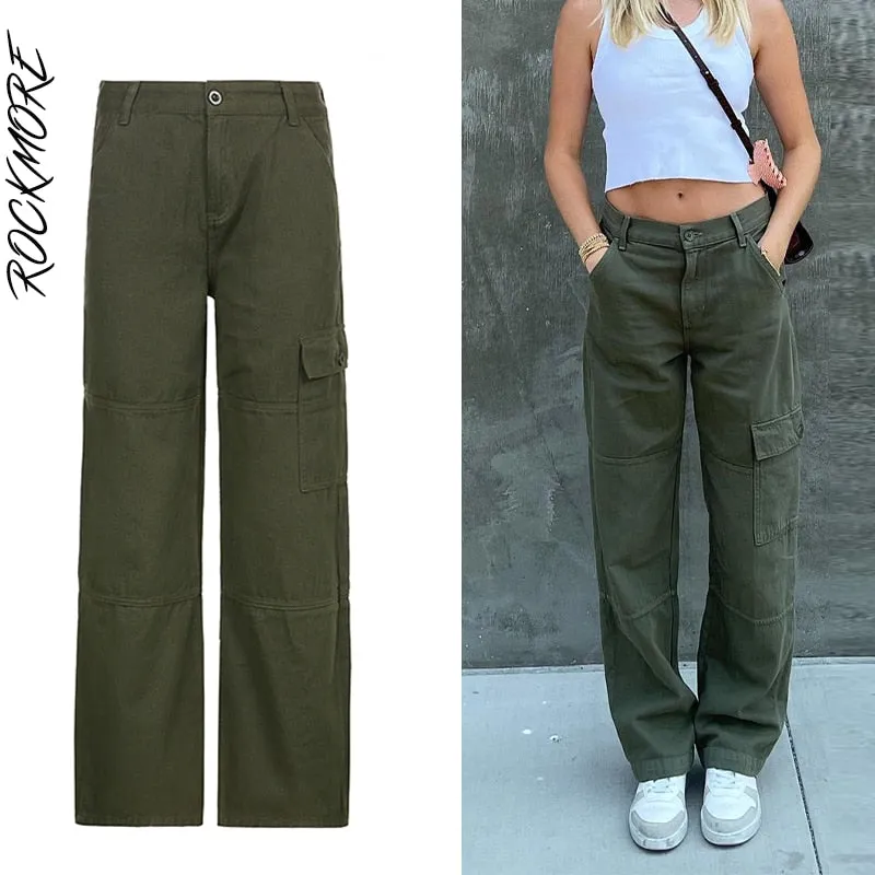 Graduation Gifts Brown Vintage Baggy Jeans Women 90s Streetwear Pockets Wide Leg Cargo Pants Low Waist Straight Denim Trousers 2021