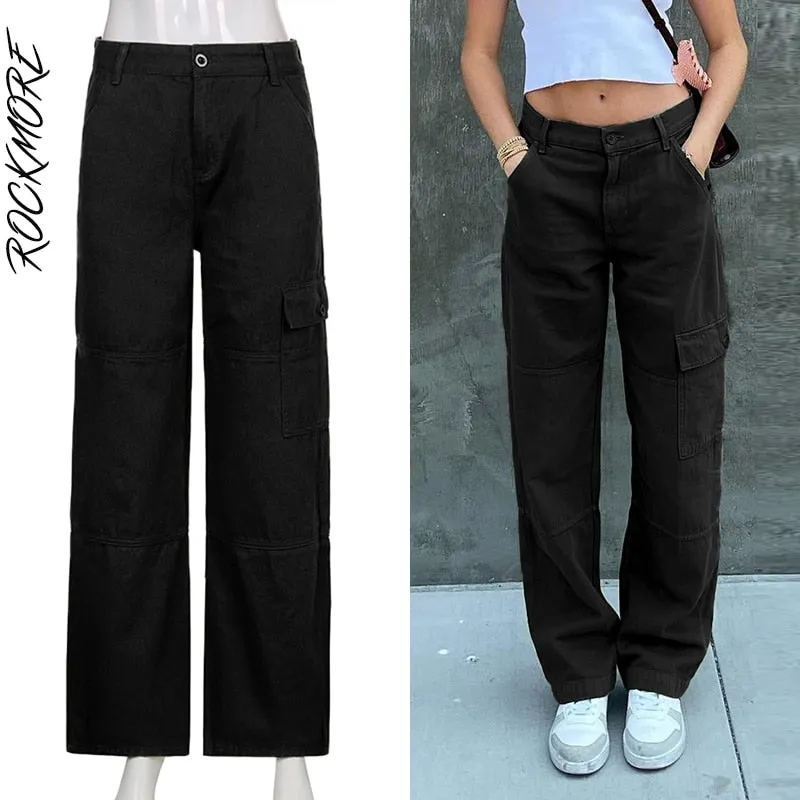 Graduation Gifts Brown Vintage Baggy Jeans Women 90s Streetwear Pockets Wide Leg Cargo Pants Low Waist Straight Denim Trousers 2021